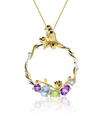 Collar Con Amatista, Topazio Swiss Blue y Peridoto en Plata 925 y Baño de Oro Blanco de 18 kt.