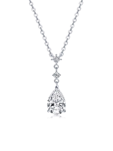 Collar con Diamante Moissanite en Plata 925 con Baño de Oro Blanco de 18 kt Divine Drop