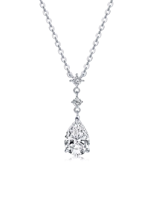 Collar con Diamante Moissanite en Plata 925 con Baño de Oro Blanco de 18 kt Divine Drop