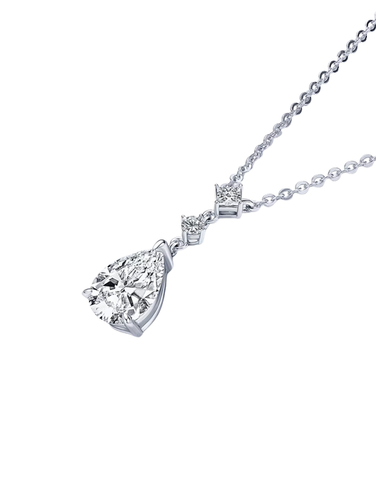 Collar con Diamante Moissanite en Plata 925 con Baño de Oro Blanco de 18 kt Divine Drop