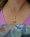 Collar Con Amatista, Topazio Swiss Blue y Peridoto en Plata 925 y Baño de Oro Blanco de 18 kt.