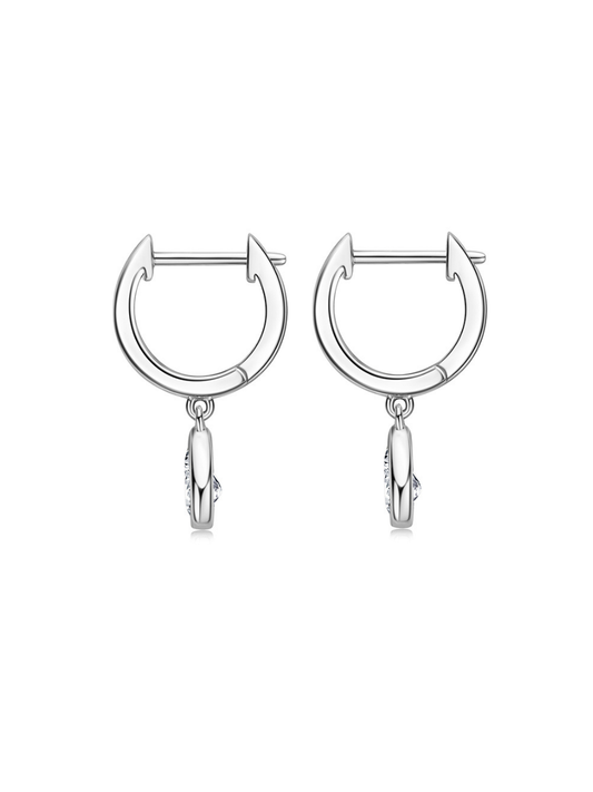 Arracadas con Diamante Moissanite en Plata 925 con Baño de Oro Blanco de 18 kt Divine Drops