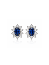 Aretes Diana con Zafiro Azul en Plata 925 y Baño de Oro Blanco de 18 kt