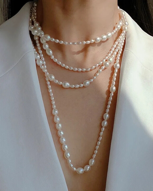 Collar Largo de Perlas en Plata 925