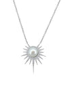 Collar Helios con Perla en Plata 925 y Baño de Oro Blanco de 18 kt.
