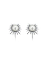 Aretes Helios con Perla 2 en 1 en Plata 925 y Baño de Oro Blanco de 18 kt.