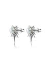 Aretes Helios con Perla 2 en 1 en Plata 925 y Baño de Oro Blanco de 18 kt.