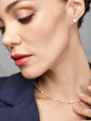 Aretes Helios con Perla 2 en 1 en Plata 925 y Baño de Oro Blanco de 18 kt.