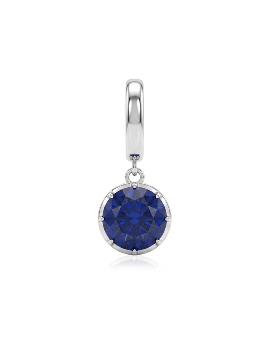Charm Septiembre Zafiro Azul Real en Plata 925 y Oro de 18 kt