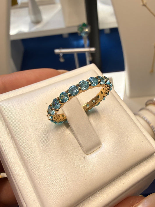 Churumbela Aqua Zirconia 5 A. En Plata 925 y Baño de Oro Blanco de 18 kt.