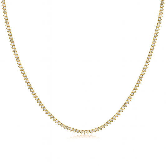 Collar Tennis 3mm con Diamante Moissanite en Plata 925 con Baño de Oro de 18 kt Dynasty