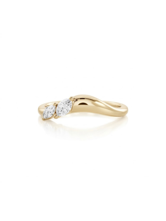 Anillo Zirconia 5A en Plata 925 con Baño de Oro de 18 kt Harmony Mini Marquise