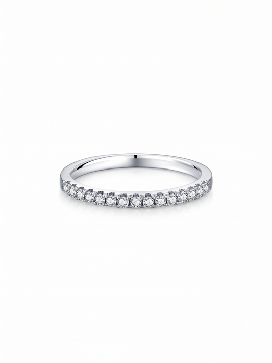 Media Churumbela Moissanite en Plata 925 y Baño de Oro Blanco de 18 kt