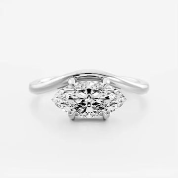 Anillo con Zirconia 5A en Plata 925 con Baño de Oro de 18 kt Harmony Marquise