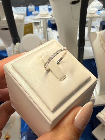 Media Churumbela Moissanite en Plata 925 y Baño de Oro Blanco de 18 kt