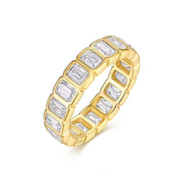 Churumbela Esmeralda con Diamante Moissanite en Plata 925 y Baño de Oro Blanco de 18 kt