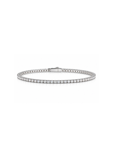 Brazalete Tennis 2mm con Moissanite en Plata 925 y Baño de Oro Blanco de 18 kt