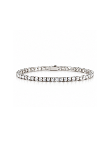 Brazalete Tennis 3mm con Moissanite en Plata 925 y Baño de Oro Blanco de 18 kt.