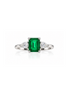 Anillo Esmeralda con Zirconia Pera en Plata 925 y Baño de Oro Blanco de 18 kt
