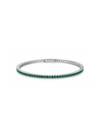 Brazalete Tennis 2mm con Esmeralda en Plata 925 y Baño de Oro Blanco de 18 kt.