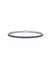 Brazalete Tennis 2mm con Zafiro Azul en Plata 925 y Baño de Oro Blanco de 18 kt