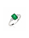Anillo Esmeralda con Zirconia Pera en Plata 925 y Baño de Oro Blanco de 18 kt