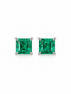 Aretes Esmeralda en Plata 925 con Baño de Oro Blanco de 18kt Grace