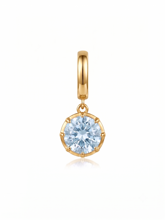 Charm Marzo Aguamarina en Plata 925 y Oro de 18 kt