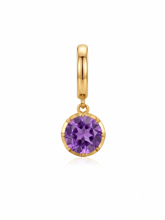 Charm Febrero Amatista en Plata 925 y Oro de 18 kt