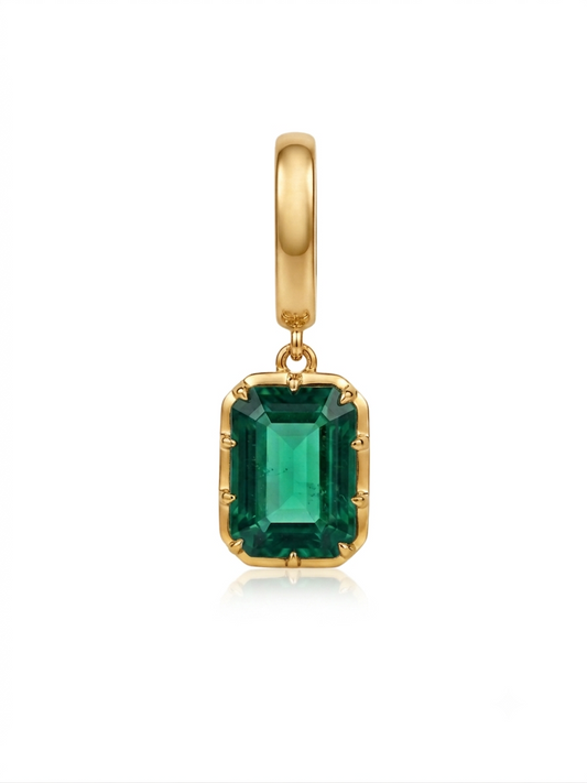 Charm Emerald Cut Esmeralda en Plata 925 y Oro de 18kt