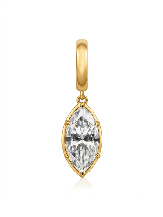 Charm Marquise Moissanite en Plata 925 y Oro de 18kt