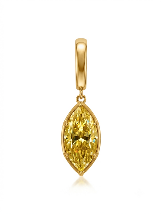 Charm Marquise Yellow Moissanite en Plata 925 y Oro de 18kt