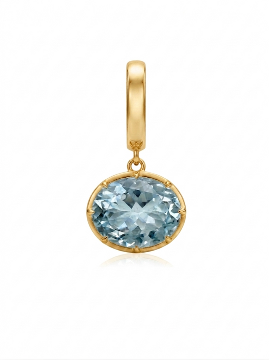 Charm Oval Aguamarina en Plata 925 y Oro de 18kt