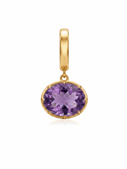Charm Oval Amatista en Plata 925 y Oro de 18kt