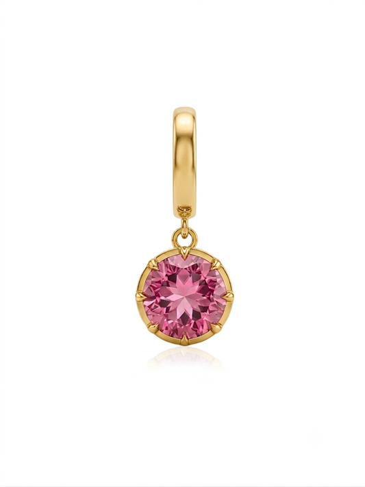 Charm Octubre Turmalina Rosa en Plata 925 y Oro de 18 kt