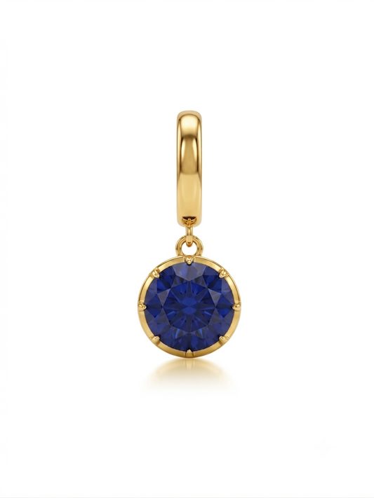 Charm Septiembre Zafiro Azul Real en Plata 925 y Oro de 18 kt