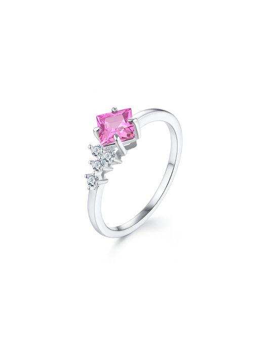 Anillo con Zafiro Rosa en Plata 925 con Baño de Oro Blanco de 18 kt Grace