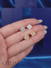 🎁 Aretes con Diamante Moissanite en Plata 925 con Baño de Oro de 18 kt 🎁 Royal Clover